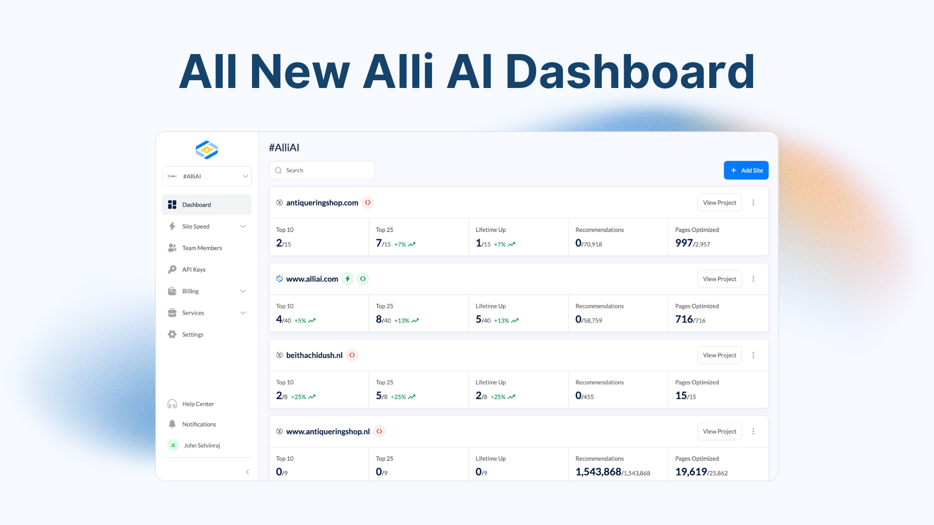 Alli AI Dashboard
